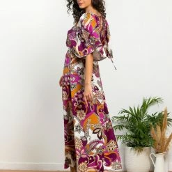 ΧΟΝΔΡΙΚΟ ΕΜΠΟΡΙΟ 🎁 The Fashion Project Εμπριμέ φόρεμα με V Cut - Μωβ ⌛ -Φορέματα Εκπτώσεις forema me print kai entono v cut 105146 k7v2