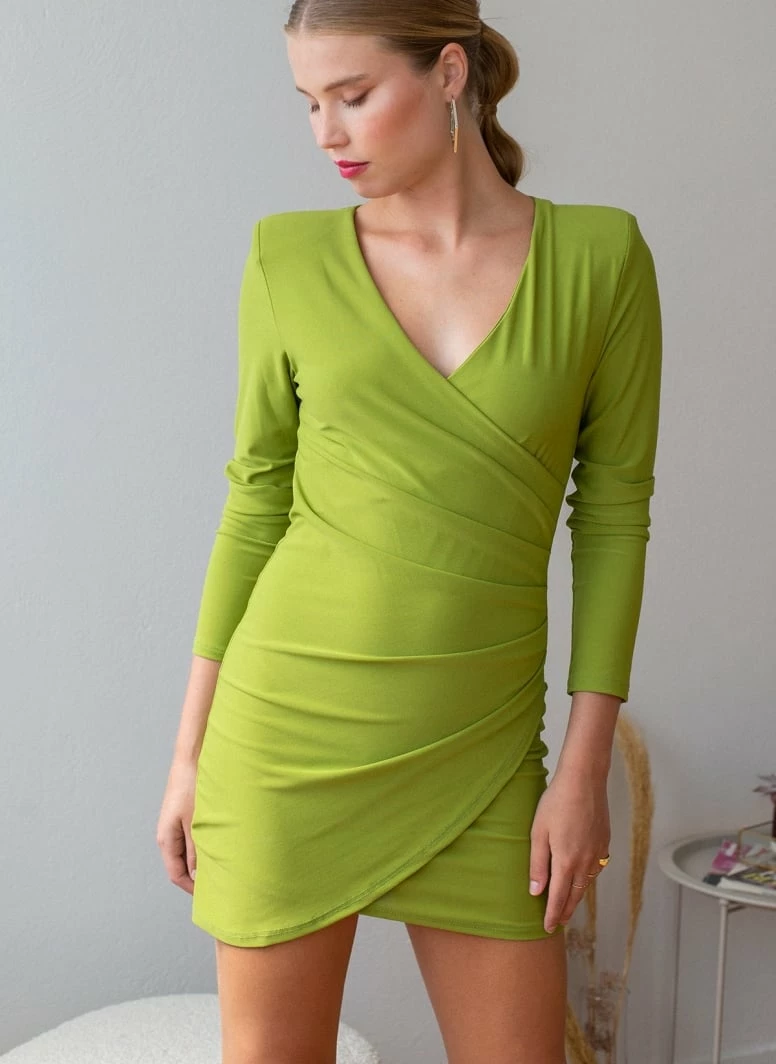 Πολύ καλή προσφορά 🎉 The Fashion Project Φόρεμα ασύμμετρο με βάτες - Λαχανί 🧨 1 Πολύ καλή προσφορά 🎉 The Fashion Project Φόρεμα ασύμμετρο με βάτες - Λαχανί 🧨