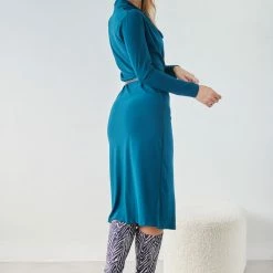 Πολύ καλή προσφορά 😍 The Fashion Project Φόρεμα με σούρες και ζωνάκι - Petrol 🔔 -Φορέματα Εκπτώσεις forema me soures kai zwnaki 108581 zipj