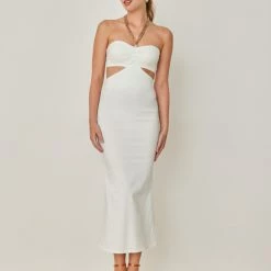 Κουπόνι 😀 The Fashion Project Φόρεμα Midi εφαρμοστό με Cut Outs - Λευκό ❤️ -Φορέματα Εκπτώσεις forema midi efarmosto me cut outs 105201 kkkp