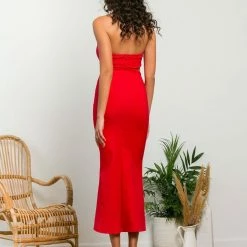 Νέος 🛒 The Fashion Project Φόρεμα Midi εφαρμοστό με Cut Outs - Κόκκινο 🎉 -Φορέματα Εκπτώσεις forema midi efarmosto me cut outs 105203 37et