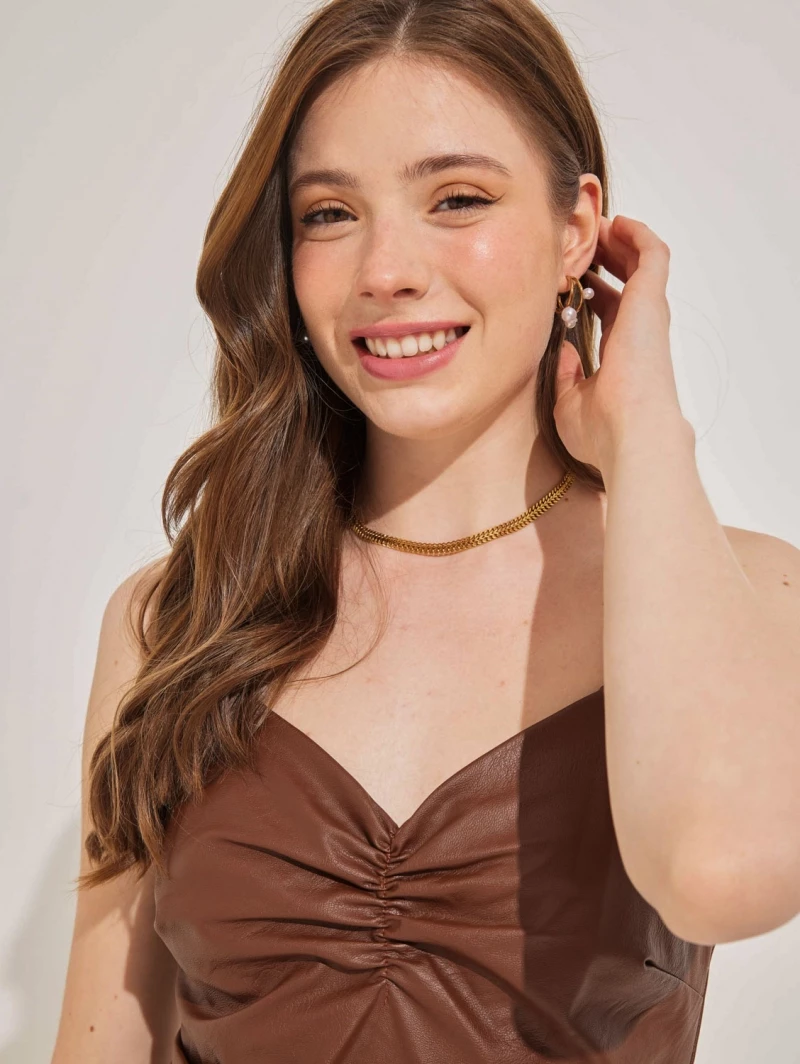 Το φθηνότερο 🎁 The Fashion Project Φόρεμα ασύμμετρο δερματίνη - Ταμπά 😍 6 Το φθηνότερο 🎁 The Fashion Project Φόρεμα ασύμμετρο δερματίνη - Ταμπά 😍 - Image 6