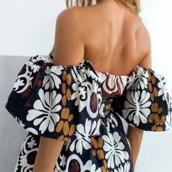 Προώθηση ⌛ The Fashion Project Εμπριμέ φόρεμα με φουσκωτά μανίκια - Μαύρο 😀 -Φορέματα Εκπτώσεις forema mini me fouskwta manikia 105153 od8f