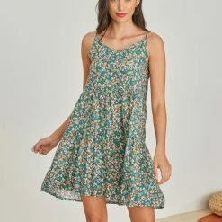 Flash Sale 😍 The Fashion Project Φλοράλ φόρεμα με σούρες - Μέντα 🎁