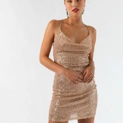 Best Pirce 🤩 The Fashion Project Φόρεμα μίνι με παγιέτες - Χαλκός ❤️ -Φορέματα Εκπτώσεις forema mini me pagietes 106309 669s