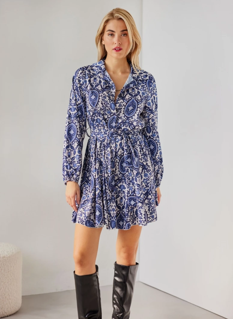 Best Pirce 🌟 The Fashion Project Εμπριμέ φόρεμα με σούρες στα μανίκια - Μπλε 🥰 3 Best Pirce 🌟 The Fashion Project Εμπριμέ φόρεμα με σούρες στα μανίκια - Μπλε 🥰 - Image 3