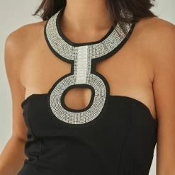 Καλύτερη πώληση ✨ The Fashion Project Φόρεμα Mini με Strass - Μαύρο 👏 -Φορέματα Εκπτώσεις forema mini me strass 106984 sfz1