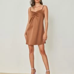 Το φθηνότερο 👏 The Fashion Project Φόρεμα μίνι σατέν - Καφέ ⭐ -Φορέματα Εκπτώσεις forema mini saten 103282 283i