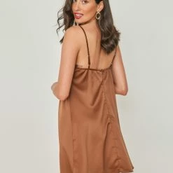 Το φθηνότερο 👏 The Fashion Project Φόρεμα μίνι σατέν - Καφέ ⭐ -Φορέματα Εκπτώσεις forema mini saten 103282 4hk5