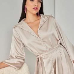 ΧΟΝΔΡΙΚΟ ΕΜΠΟΡΙΟ ✔️ The Fashion Project Φόρεμα μίνι σατέν με κουμπιά - Άμμου 🥰 -Φορέματα Εκπτώσεις forema mini saten me koumpia 107604 ngkn