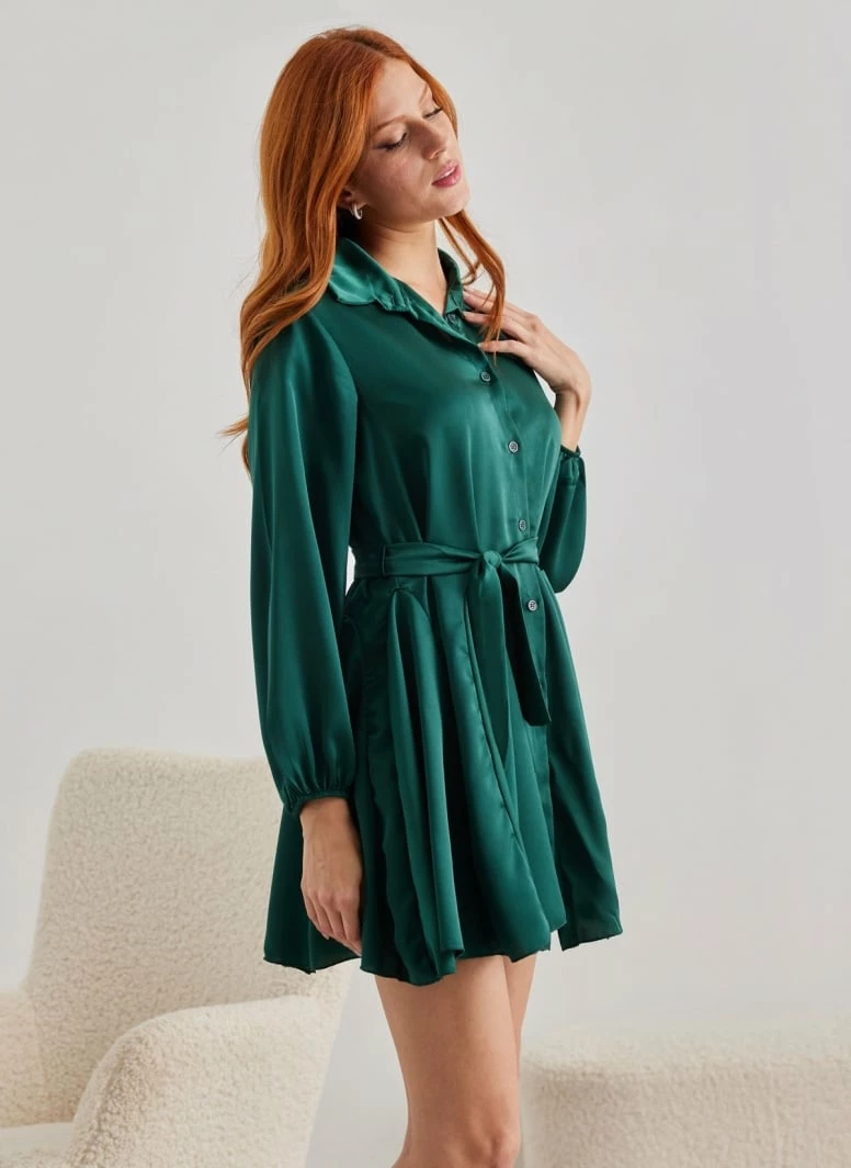 Συμφωνίες 💯 The Fashion Project Φόρεμα μίνι σατέν με κουμπιά - Κυπαρισσί 😉 2 Συμφωνίες 💯 The Fashion Project Φόρεμα μίνι σατέν με κουμπιά - Κυπαρισσί 😉 - Image 2