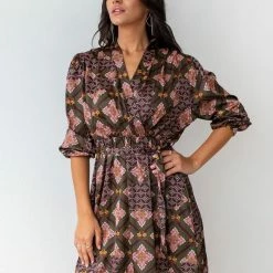 Κουπόνι 😀 The Fashion Project Εμπριμέ φόρεμα σατέν με ζωνάκι - Λαδί 👏 -Φορέματα Εκπτώσεις forema mini saten me sxedio 107283 atae