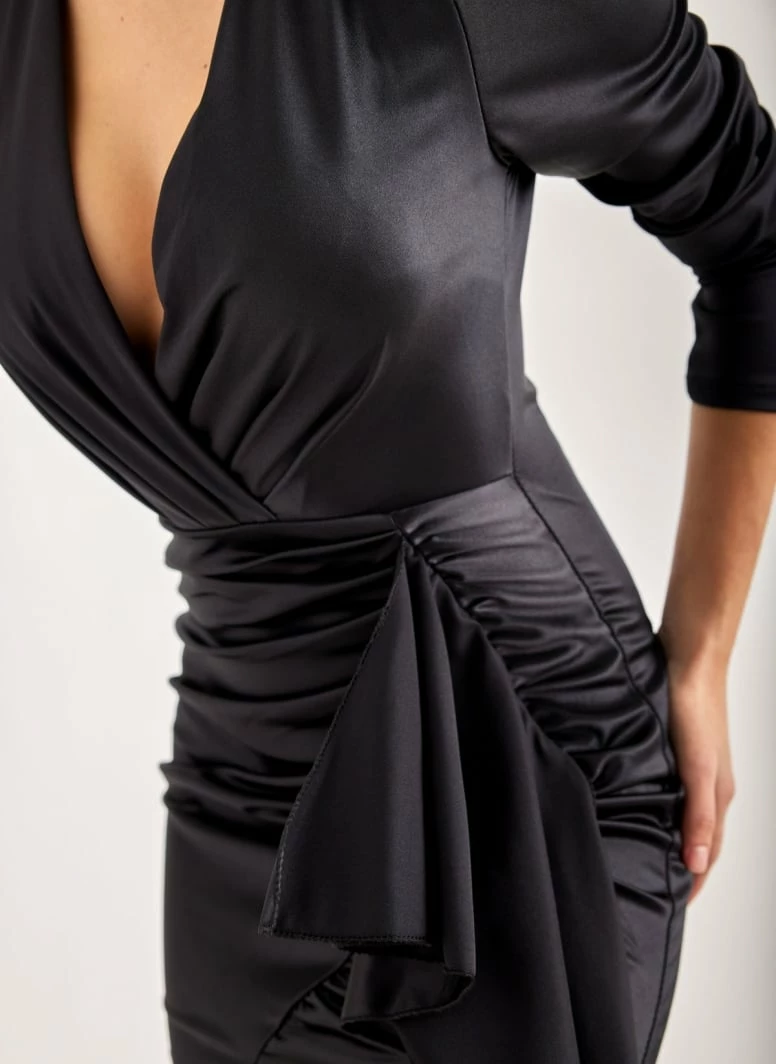 Best Pirce 😍 The Fashion Project Φόρεμα μίνι σατέν με βάτες - Μαύρο 🤩 4 Best Pirce 😍 The Fashion Project Φόρεμα μίνι σατέν με βάτες - Μαύρο 🤩 - Image 4