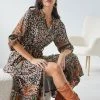Εκπτωση 🧨 The Fashion Project Εμπριμέ φόρεμα Boho - Μαύρο/Μπεζ 🎉