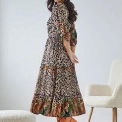 Εκπτωση 🧨 The Fashion Project Εμπριμέ φόρεμα Boho - Μαύρο/Μπεζ 🎉 -Φορέματα Εκπτώσεις forema minti me boho fasa 107021 4nl0