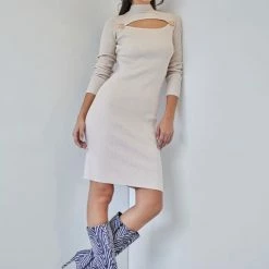 Best Pirce ❤️ The Fashion Project Πλεκτό φόρεμα με Cut Out - Μπεζ ❤️ 5 Best Pirce ❤️ The Fashion Project Πλεκτό φόρεμα με Cut Out - Μπεζ ❤️ -Φορέματα Εκπτώσεις forema minti me cut out 109003 zghg