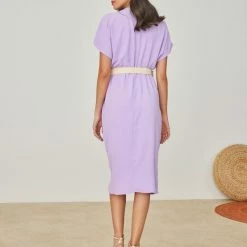 Προώθηση 👏 The Fashion Project Φόρεμα μίντι με πλεκτή ζώνη - Λιλά ⭐ -Φορέματα Εκπτώσεις forema minti me plekti zwni 102300 id58