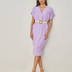 Προώθηση 👏 The Fashion Project Φόρεμα μίντι με πλεκτή ζώνη - Λιλά ⭐