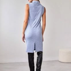 Εκπτωση 🤩 The Fashion Project Φόρεμα μίντι με ριπ ύφανση NAIBA 402.237 - Γαλάζιο 🎁 -Φορέματα Εκπτώσεις forema minti me rimp ufansi naiba 402237 108315 kt92