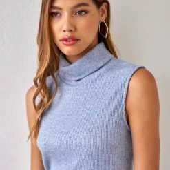 Εκπτωση 🤩 The Fashion Project Φόρεμα μίντι με ριπ ύφανση NAIBA 402.237 - Γαλάζιο 🎁 -Φορέματα Εκπτώσεις forema minti me rimp ufansi naiba 402237 108315 xue6