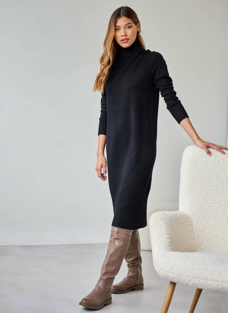 Best Pirce 🧨 The Fashion Project Πλεκτό φόρεμα με ζιβάγκο - Μαύρο 😀 1 Best Pirce 🧨 The Fashion Project Πλεκτό φόρεμα με ζιβάγκο - Μαύρο 😀