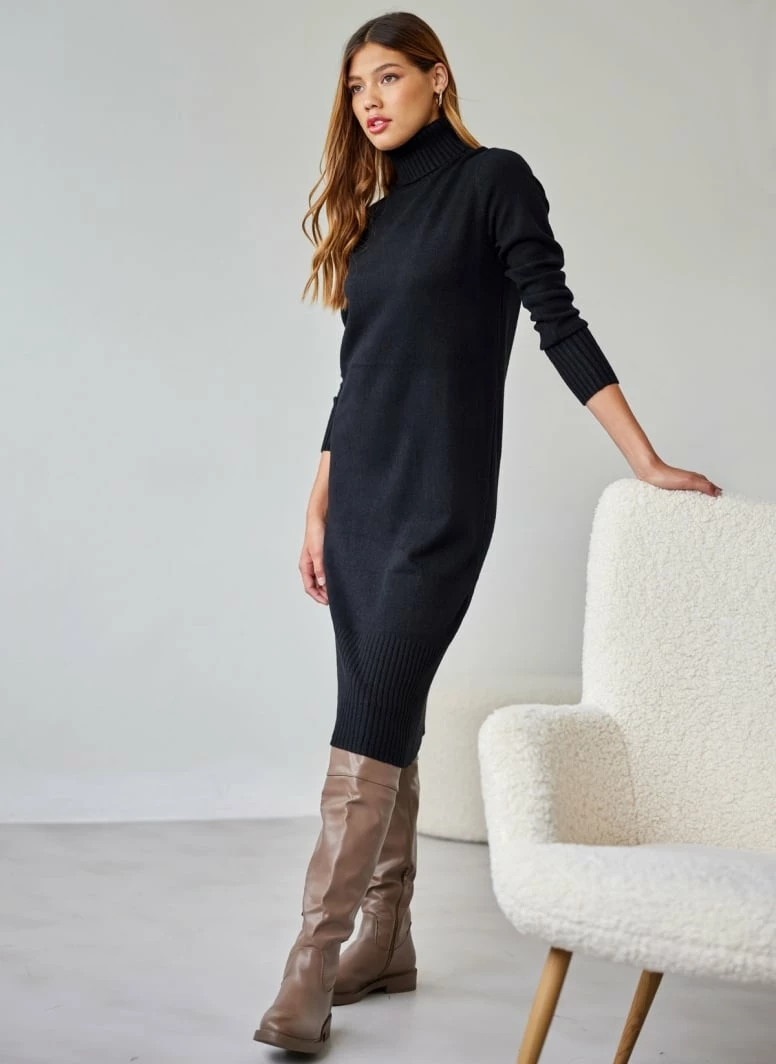 Best Pirce 🧨 The Fashion Project Πλεκτό φόρεμα με ζιβάγκο - Μαύρο 😀 4 Best Pirce 🧨 The Fashion Project Πλεκτό φόρεμα με ζιβάγκο - Μαύρο 😀 - Image 4