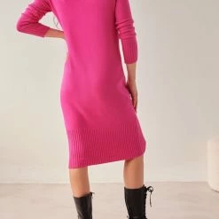 Best Pirce 💯 The Fashion Project Πλεκτό φόρεμα με ζιβάγκο - Φούξια ✨ -Φορέματα Εκπτώσεις forema minti plekto zivagko 107554 3epb