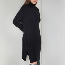 Best Pirce 👍 The Fashion Project Πλεκτό φόρεμα με κουμπιά στα μανίκια - Μαύρο 😀