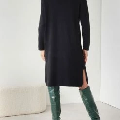 Best Pirce 👍 The Fashion Project Πλεκτό φόρεμα με κουμπιά στα μανίκια - Μαύρο 😀 -Φορέματα Εκπτώσεις forema plekto me koumpia sta manikia 107646 8zpe