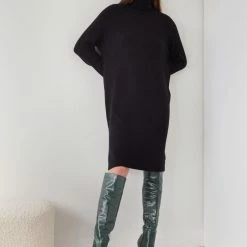 Best Pirce 👍 The Fashion Project Πλεκτό φόρεμα με κουμπιά στα μανίκια - Μαύρο 😀 -Φορέματα Εκπτώσεις forema plekto me koumpia sta manikia 107646 t2ok