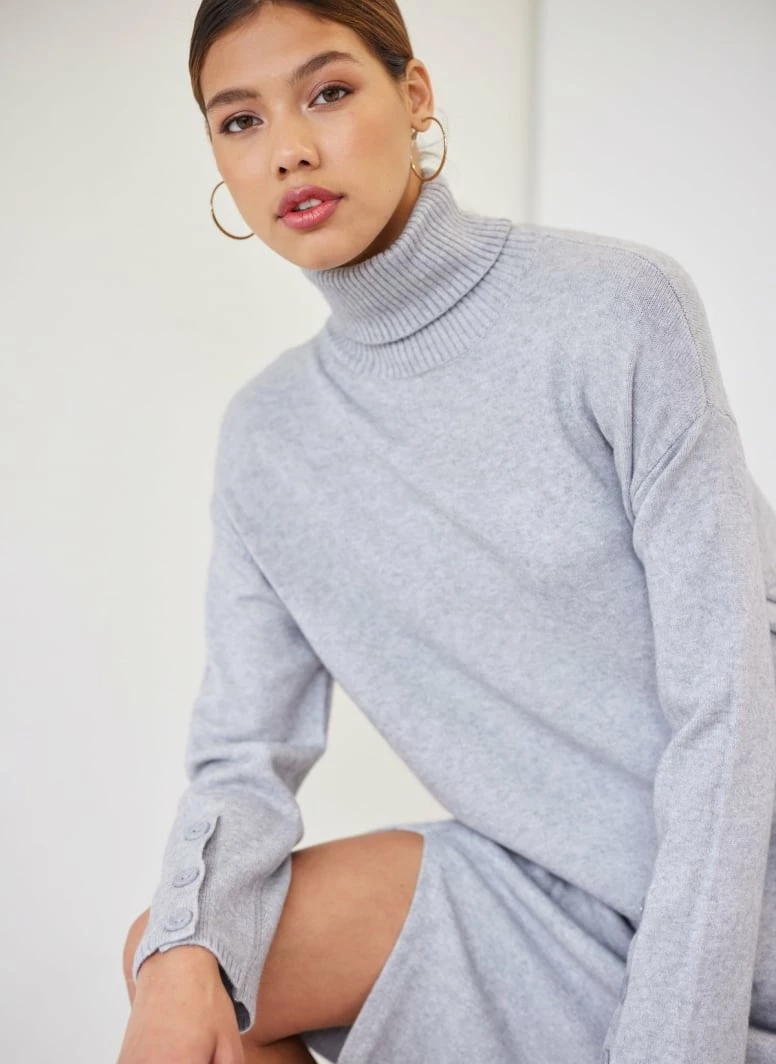 Ολοκαίνουργιο 😉 The Fashion Project Πλεκτό φόρεμα με κουμπιά στα μανίκια - Γκρι 😉 2 Ολοκαίνουργιο 😉 The Fashion Project Πλεκτό φόρεμα με κουμπιά στα μανίκια - Γκρι 😉 - Image 2