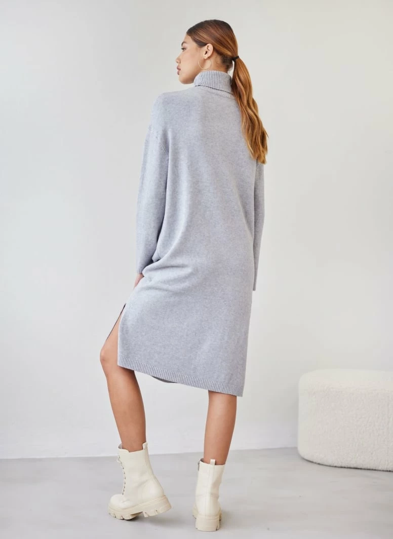 Ολοκαίνουργιο 😉 The Fashion Project Πλεκτό φόρεμα με κουμπιά στα μανίκια - Γκρι 😉 4 Ολοκαίνουργιο 😉 The Fashion Project Πλεκτό φόρεμα με κουμπιά στα μανίκια - Γκρι 😉 - Image 4