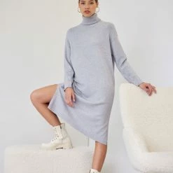 Ολοκαίνουργιο 😉 The Fashion Project Πλεκτό φόρεμα με κουμπιά στα μανίκια - Γκρι 😉