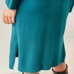 Φτηνός 🧨 The Fashion Project Πλεκτό φόρεμα με κουμπιά στα μανίκια - Petrol 🔔 -Φορέματα Εκπτώσεις forema plekto me koumpia sta manikia 107649 w3sp