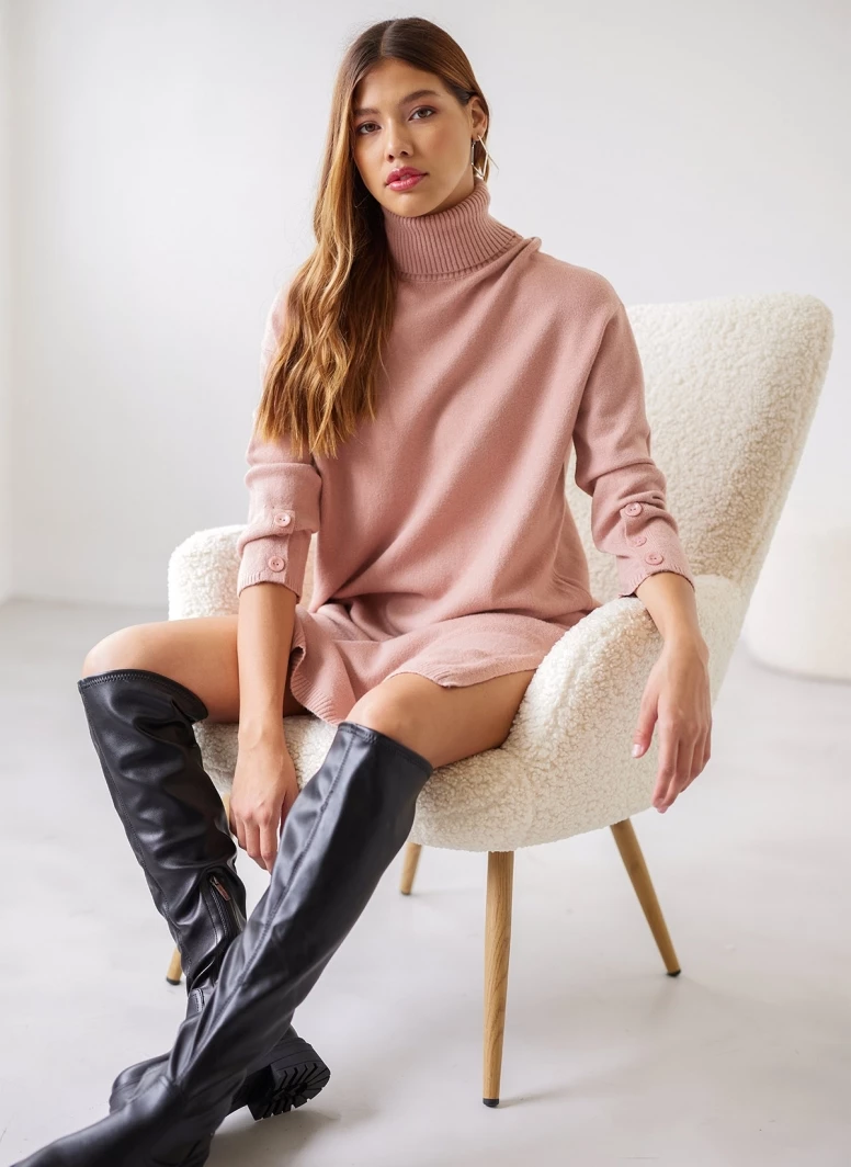 Πολύ καλή προσφορά 🌟 The Fashion Project Πλεκτό φόρεμα με κουμπιά στα μανίκια - Ροδακινί 🛒 1 Πολύ καλή προσφορά 🌟 The Fashion Project Πλεκτό φόρεμα με κουμπιά στα μανίκια - Ροδακινί 🛒