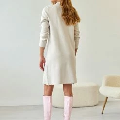 Νέος 💯 The Fashion Project Πλεκτό φόρεμα με ψηλό γιακά - Ζαχαρί 🛒 -Φορέματα Εκπτώσεις forema plekto me psili laimokopsi 107469 8ye9