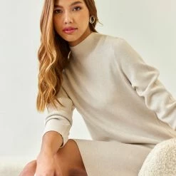 Νέος 💯 The Fashion Project Πλεκτό φόρεμα με ψηλό γιακά - Ζαχαρί 🛒 -Φορέματα Εκπτώσεις forema plekto me psili laimokopsi 107469 u8vf