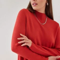 Κουπόνι 🔔 The Fashion Project Πλεκτό φόρεμα με ψηλό γιακά - Κεραμιδί 🥰 -Φορέματα Εκπτώσεις forema plekto me psili laimokopsi 107470 5glg