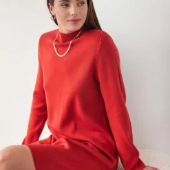 Κουπόνι 🔔 The Fashion Project Πλεκτό φόρεμα με ψηλό γιακά - Κεραμιδί 🥰 -Φορέματα Εκπτώσεις forema plekto me psili laimokopsi 107470 c7ou