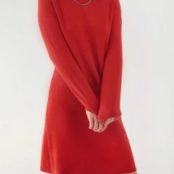 Κουπόνι 🔔 The Fashion Project Πλεκτό φόρεμα με ψηλό γιακά - Κεραμιδί 🥰 -Φορέματα Εκπτώσεις forema plekto me psili laimokopsi 107470 uz69