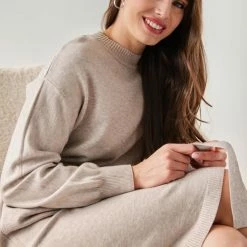 Αγορά 🥰 The Fashion Project Πλεκτό φόρεμα με ζώνη - Μπεζ 🧨 -Φορέματα Εκπτώσεις forema plekto minti me zwni 107360 k6vr