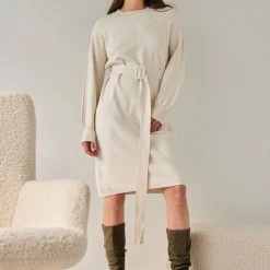 Το φθηνότερο 👍 The Fashion Project Πλεκτό φόρεμα με ζώνη - Ζαχαρί 😍