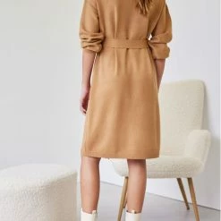 Η καλύτερη συμφωνία 🔥 The Fashion Project Πλεκτό φόρεμα με ζώνη - Κάμελ 💯 -Φορέματα Εκπτώσεις forema plekto minti me zwni 107414 s45l