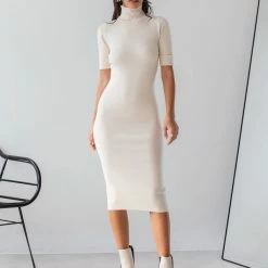 Καλύτερες κριτικές για 🧨 The Fashion Project Πλεκτό φόρεμα ζιβάγκο με ρεβέρ - Μπεζ 🛒