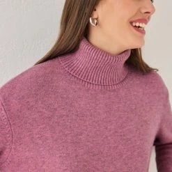 ΧΟΝΔΡΙΚΟ ΕΜΠΟΡΙΟ 🤩 The Fashion Project Πλεκτό φόρεμα ζιβάγκο με τσέπες - Plum 👏 -Φορέματα Εκπτώσεις forema plekto zivagko me tsepes 107595 jmkv