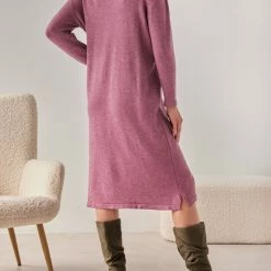 ΧΟΝΔΡΙΚΟ ΕΜΠΟΡΙΟ 🤩 The Fashion Project Πλεκτό φόρεμα ζιβάγκο με τσέπες - Plum 👏 -Φορέματα Εκπτώσεις forema plekto zivagko me tsepes 107595 kpu1