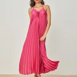 Συμφωνίες 🤩 The Fashion Project Φόρεμα πλισέ με Halter λαιμόκοψη - Φούξια ✨ -Φορέματα Εκπτώσεις forema plise me halter laimokopsi 103712 3kc9