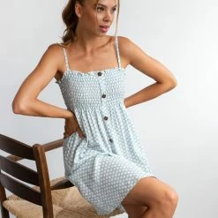 Best Pirce 🔔 The Fashion Project Εμπριμέ φόρεμα με λάστιχο στο μπούστο - Μέντα 👍