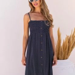 Τοπ 10 🔥 The Fashion Project Φόρεμα πουά με ραντάκι - Μπλε σκούρο 👏