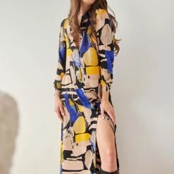 Νέος 🔔 Noobass Εμπριμέ φόρεμα με κουμπιά - Multi 👏